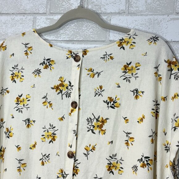 Old Navy Linen Blend Midi Dress‎ Size XXL Tall Floral Cottage Beachy Lagenlook - Picture 3 of 11